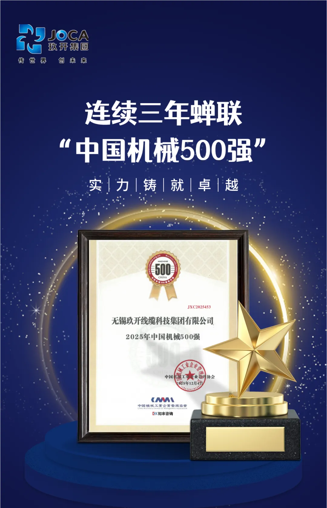 开元游戏大厅app集团连续三年荣登“中国机械500强” 综合实力再获权威认可